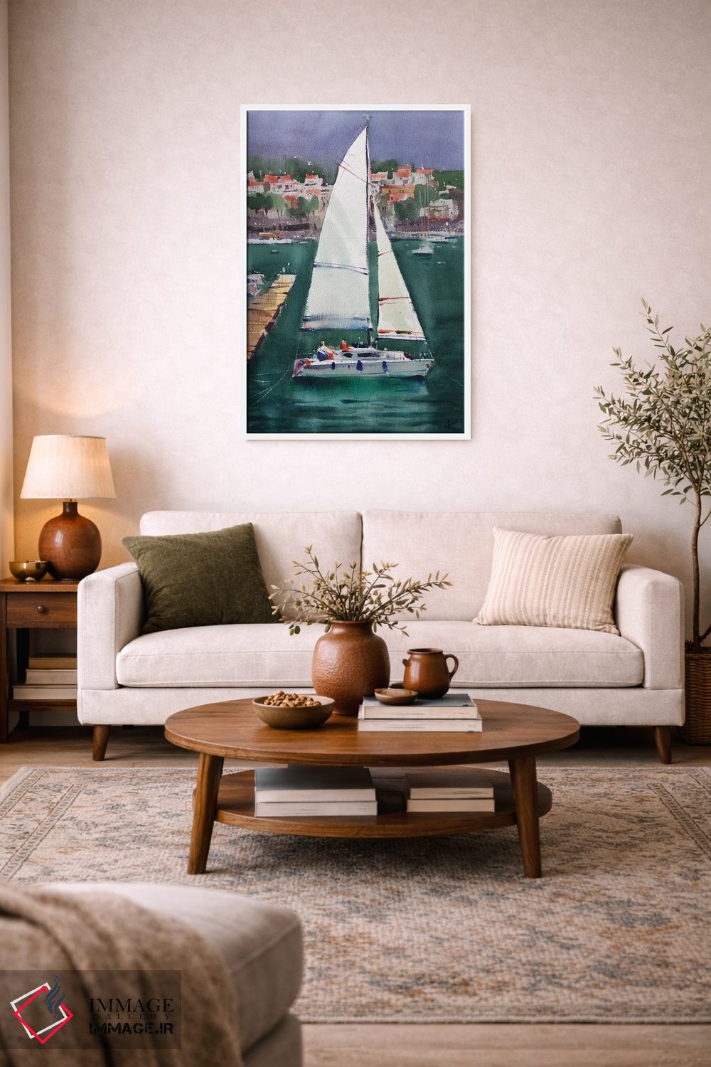 تابلو دکوراتیو قایق های بادبانی در یونان اثر اندریی کووالیک - D3W