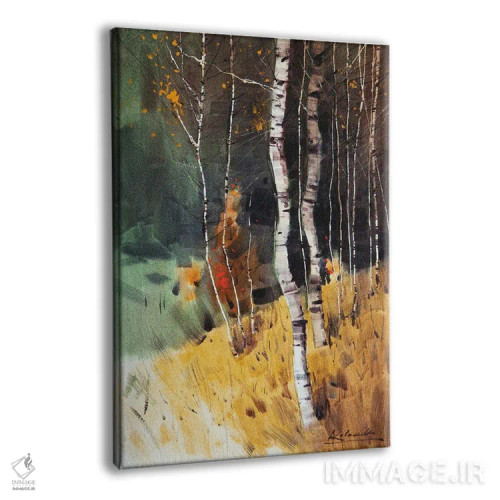 تابلو انتزاعی منظره پاییزی با درختان توس اثر اندریی کووالیک - نمای پرسپکتیو محصول