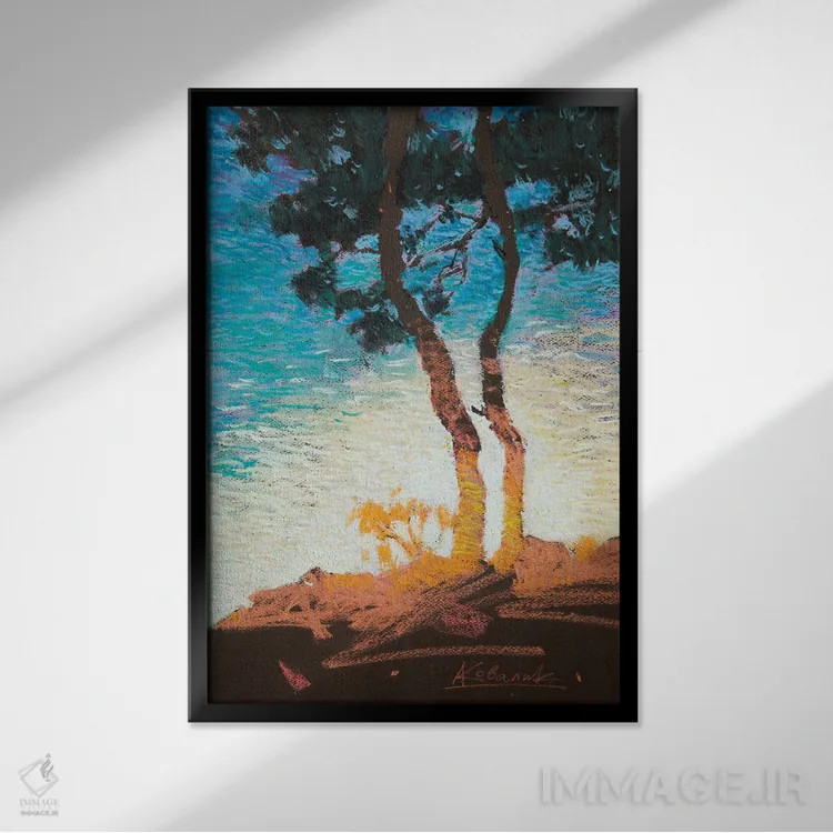 تابلو انتزاعی طرح آفتابی در ترکیه اثر اندریی کووالیک - نمای قابدار مشکی