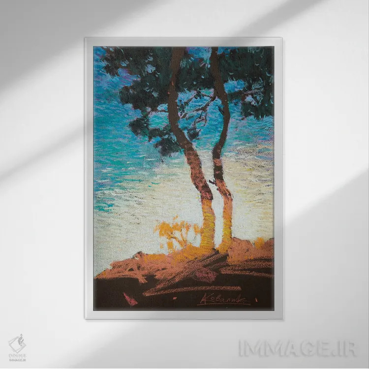 تابلو انتزاعی طرح آفتابی در ترکیه اثر اندریی کووالیک - نمای قابدار سفید