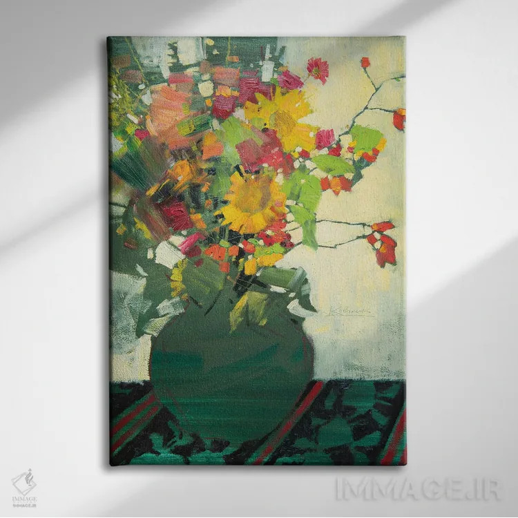 تابلو دکوراتیو گل های پاییزی اثر اندریی کووالیک - نمای روبهرو روی دیوار