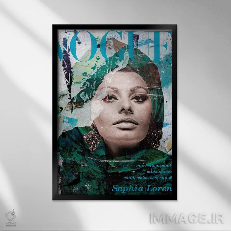 تابلو دکوراتیو سوفیا لورن اثر کارین ورمیر - نمای قابدار مشکی