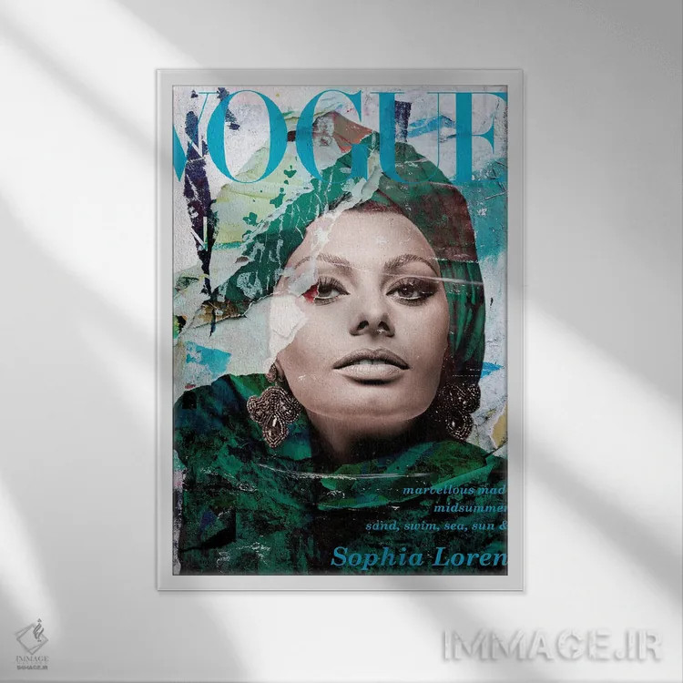 تابلو دکوراتیو سوفیا لورن اثر کارین ورمیر - نمای قابدار سفید