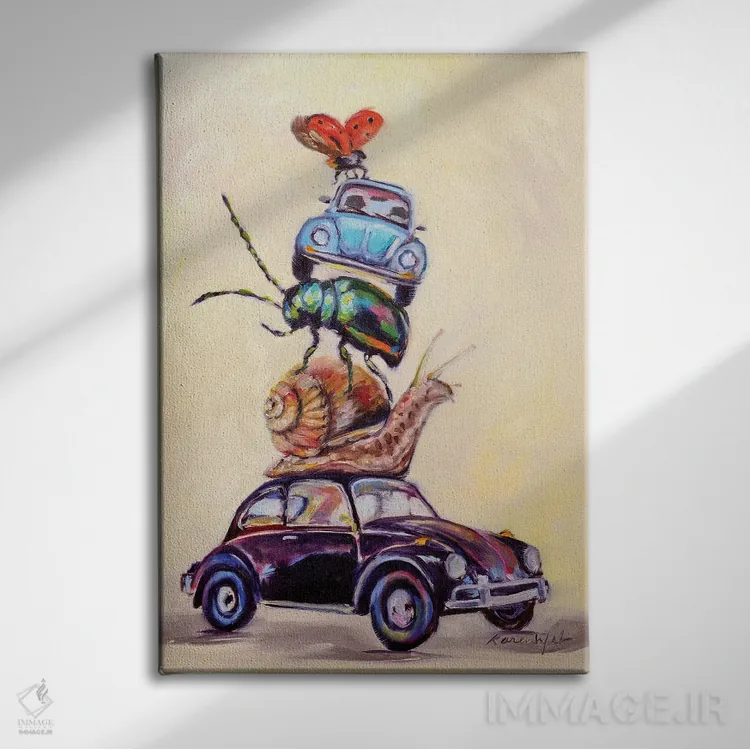 تابلو دکوراتیو حشرات لیسه ای اثر کارن وبر - نمای روبهرو روی دیوار