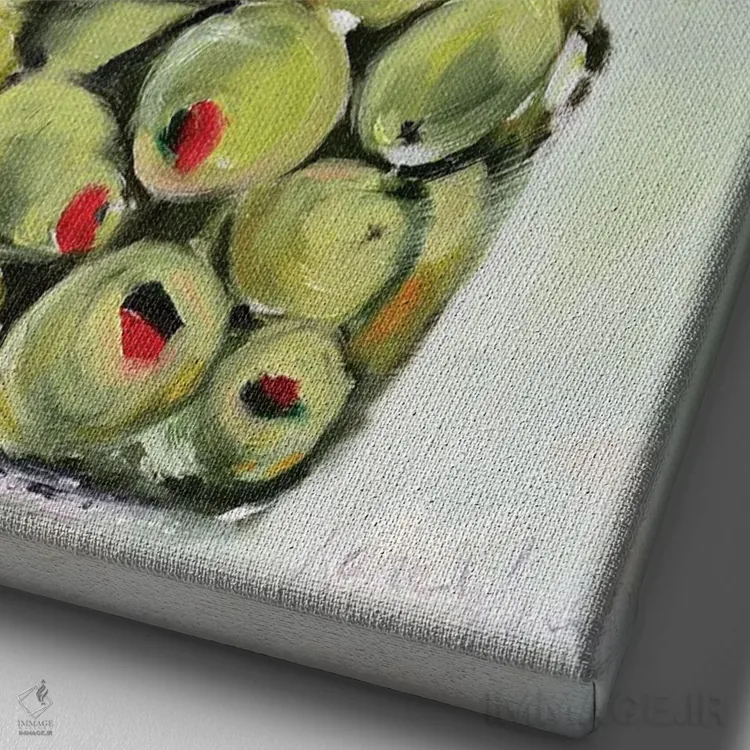 تابلو دکوراتیو راه راه و خال خالی اثر کارن وبر - نمای نزدیک بافت بوم