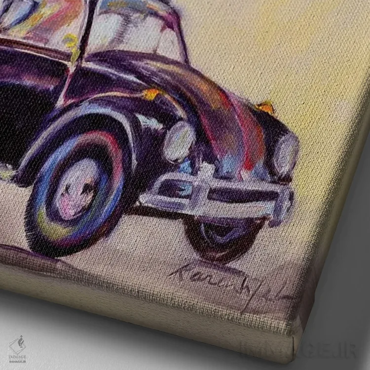 تابلو دکوراتیو حشرات لیسه ای اثر کارن وبر - نمای نزدیک بافت بوم