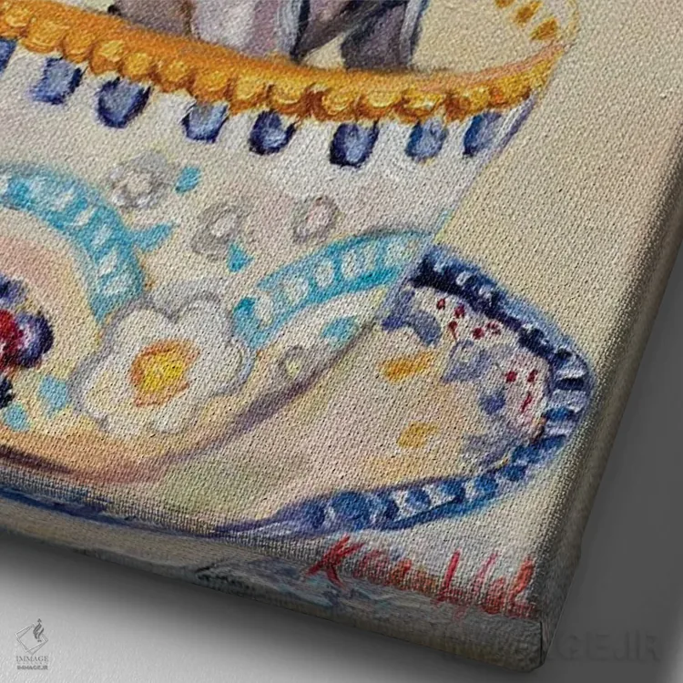 تابلو دکوراتیو مهمانی دلسوزی اثر کارن وبر - نمای نزدیک بافت بوم