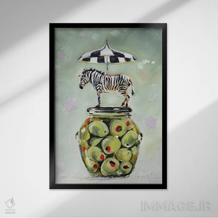 تابلو دکوراتیو راه راه و خال خالی اثر کارن وبر - نمای قابدار مشکی