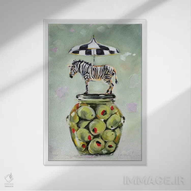 تابلو دکوراتیو راه راه و خال خالی اثر کارن وبر - نمای قابدار سفید