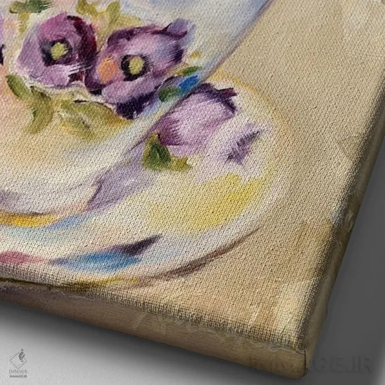 تابلو دکوراتیو ساوانا در یک فنجان اثر کارن وبر - نمای نزدیک بافت بوم