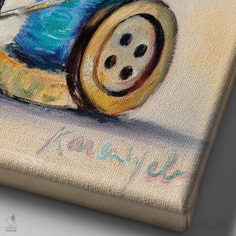 تابلو دکوراتیو تصورات شیرین اثر کارن وبر - نمای نزدیک بافت بوم