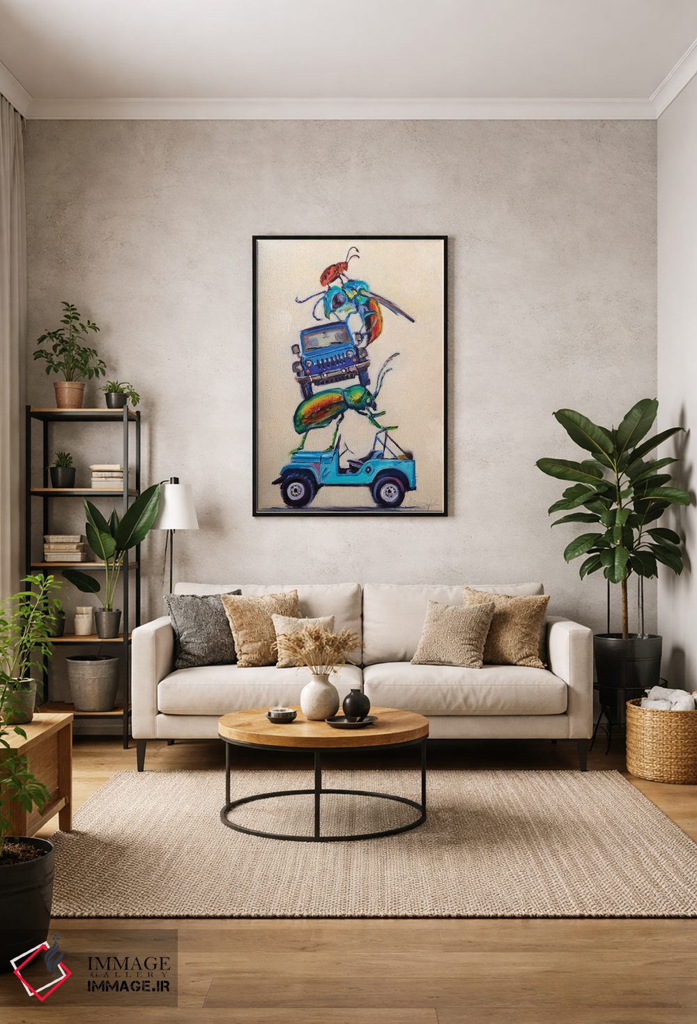 تابلو دکوراتیو جیپ ها و بیتل ها اثر کارن وبر - D1B
