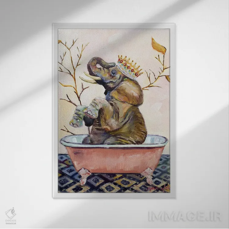 تابلو دکوراتیو آب بازی الی اثر کارن وبر - نمای قابدار سفید