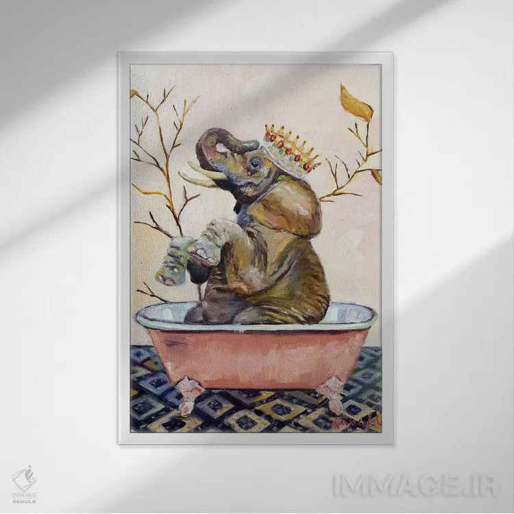 تابلو دکوراتیو آب بازی الی اثر کارن وبر - نمای قابدار سفید
