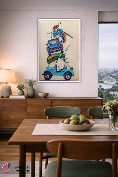 تابلو دکوراتیو جیپ ها و بیتل ها اثر کارن وبر - D6W