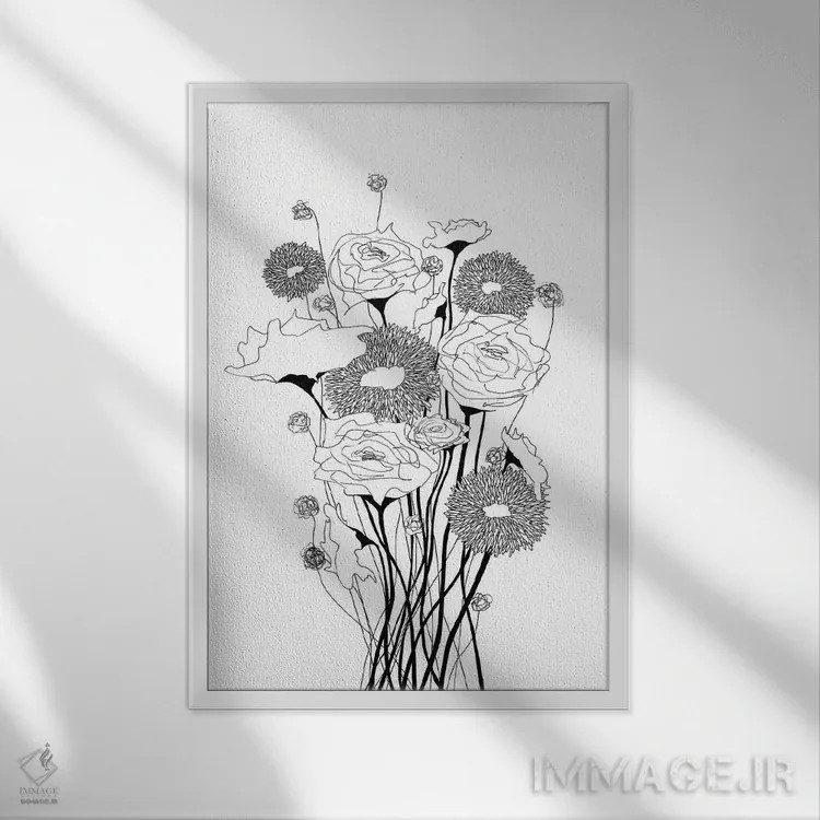 تابلو مینیمال دسته وحشی ۱ اثر کیلیگ وولد - نمای قابدار سفید