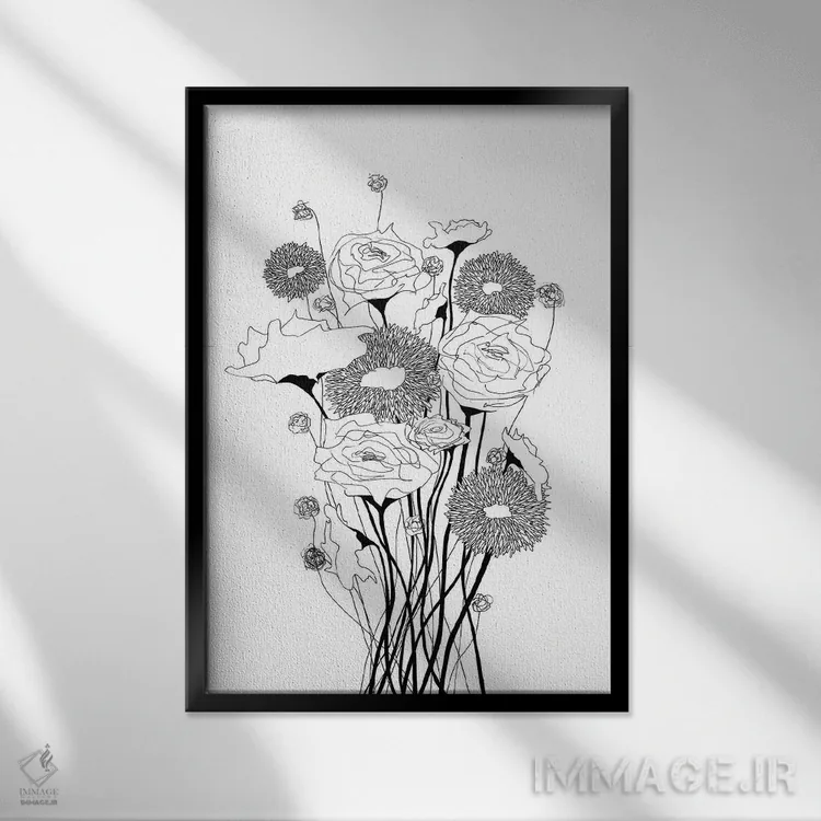 تابلو مینیمال دسته وحشی ۱ اثر کیلیگ وولد - نمای قابدار مشکی