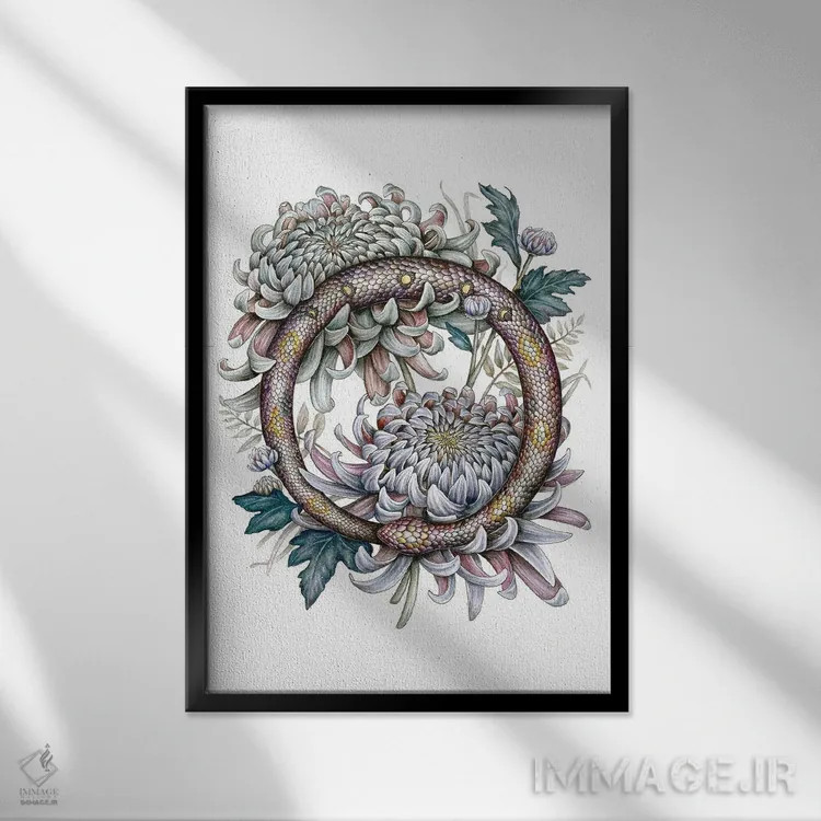 تابلو دکوراتیو اوروبروس اثر کیمرا واچنا - نمای قابدار مشکی