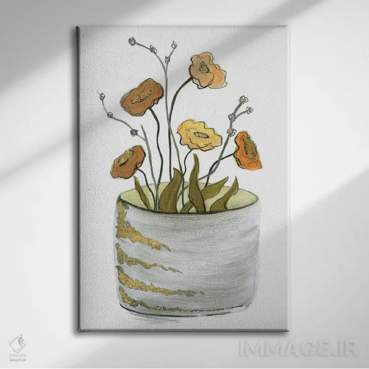 تابلو مدرن دسته گل های طلایی اثر کیلیگ وولد - نمای روبهرو روی دیوار