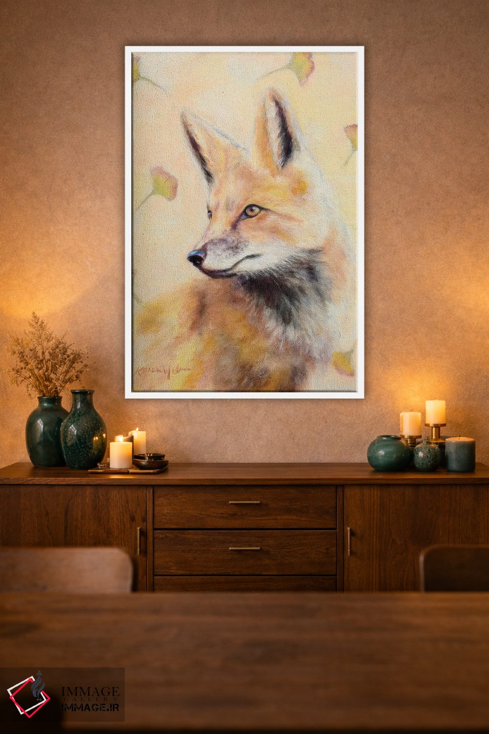 تابلو دکوراتیو روباه قرمز و جینکو اثر کارن وبر - D1W