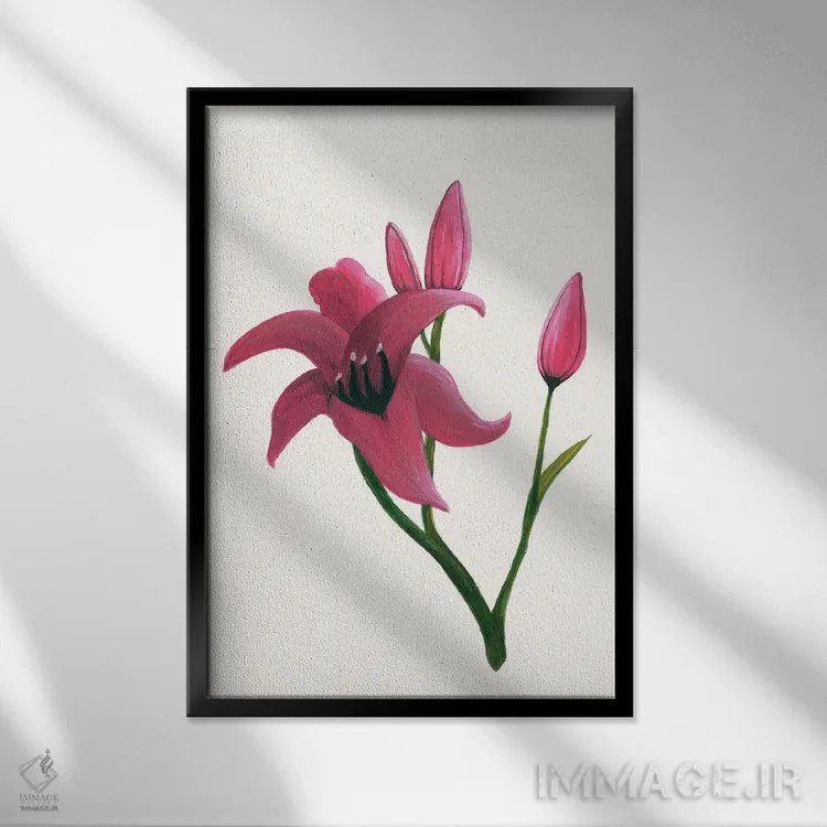 تابلو مینیمال سوسن روز روشن ۲ اثر کیلیگ وولد - نمای قابدار مشکی