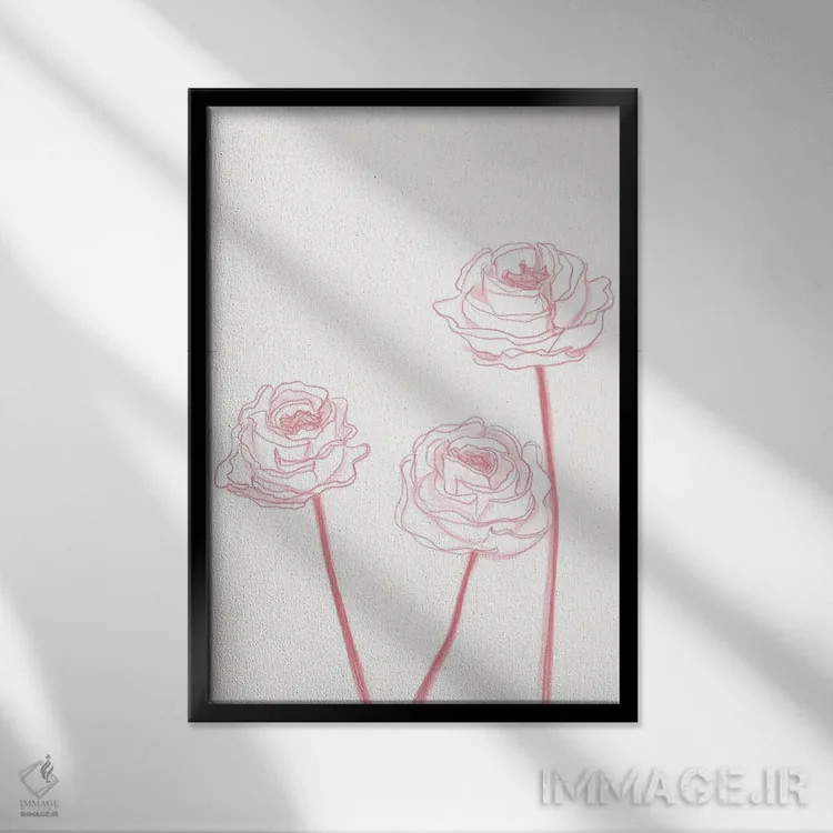 تابلو مینیمال شکوفه های صدتومانی ۲ اثر کیلیگ وولد - نمای قابدار مشکی