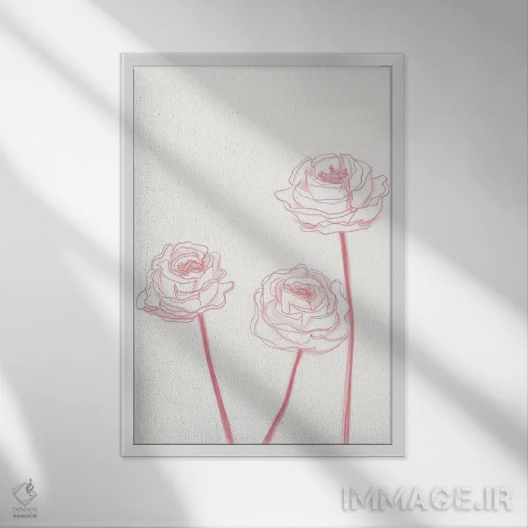 تابلو مینیمال شکوفه های صدتومانی ۲ اثر کیلیگ وولد - نمای قابدار سفید