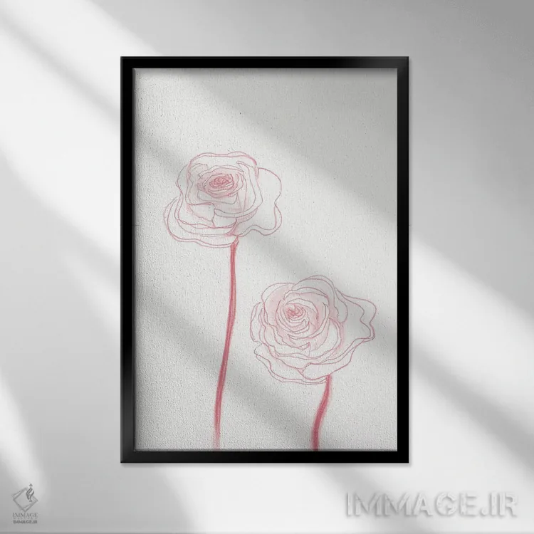 تابلو مینیمال شکوفه های صدتومانی ۳ اثر کیلیگ وولد - نمای قابدار مشکی