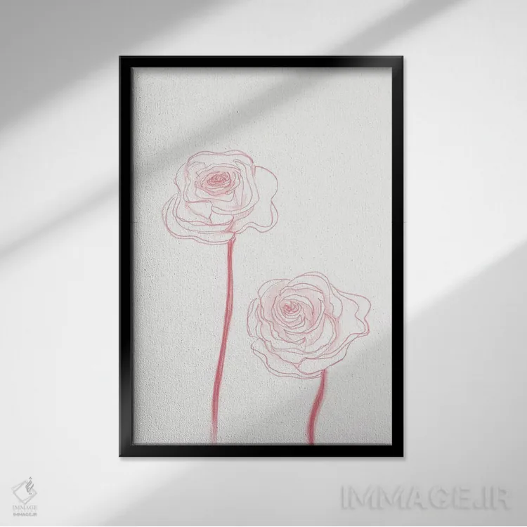 تابلو مینیمال شکوفه های صدتومانی ۳ اثر کیلیگ وولد - نمای قابدار مشکی