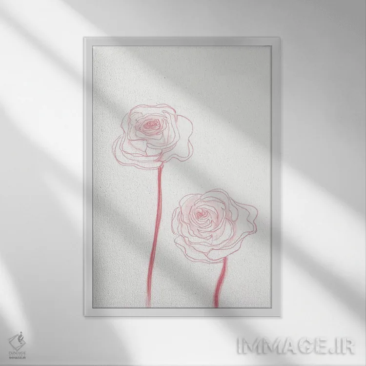 تابلو مینیمال شکوفه های صدتومانی ۳ اثر کیلیگ وولد - نمای قابدار سفید