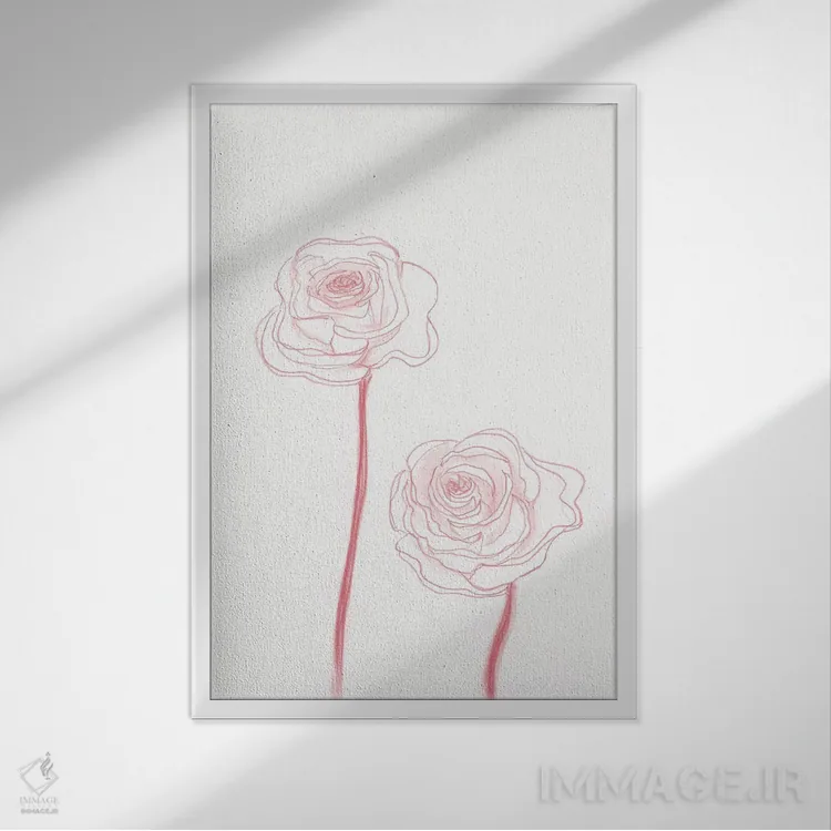 تابلو مینیمال شکوفه های صدتومانی ۳ اثر کیلیگ وولد - نمای قابدار سفید