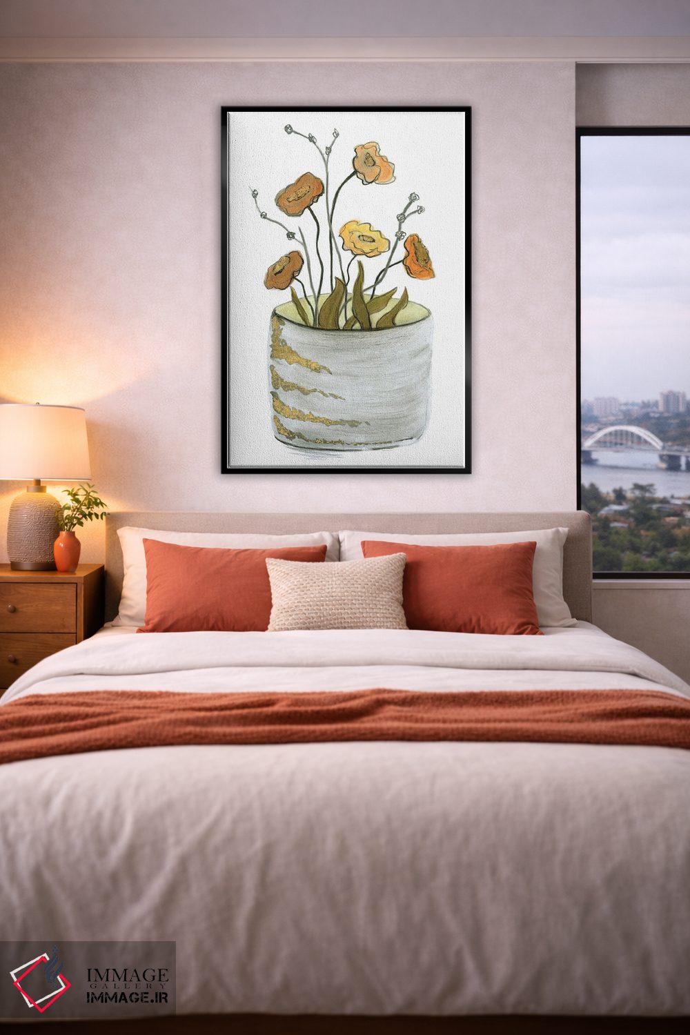 تابلو مدرن دسته گل های طلایی اثر کیلیگ وولد - D5B