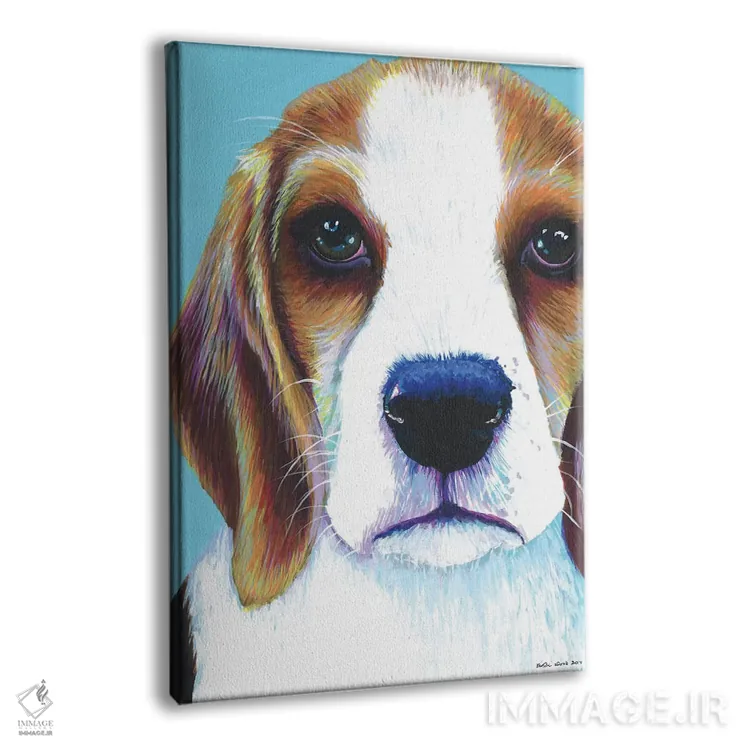 تابلو دکوراتیو بیگل روی زمینه آبی آبی اثر کیرستین وود - نمای پرسپکتیو محصول