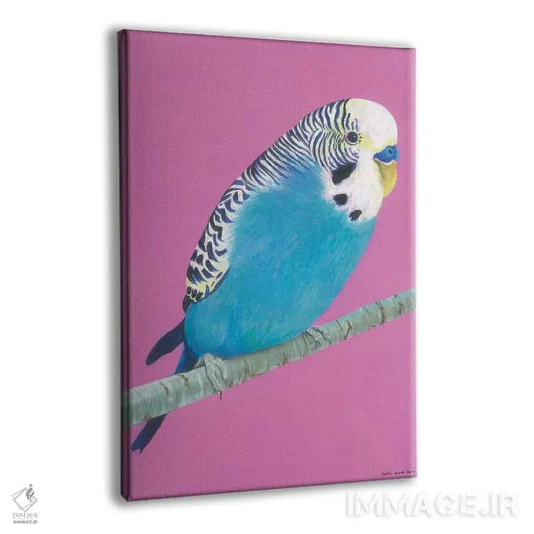 تابلو دکوراتیو مرغ عشق آبی اثر کیرستین وود - نمای پرسپکتیو محصول