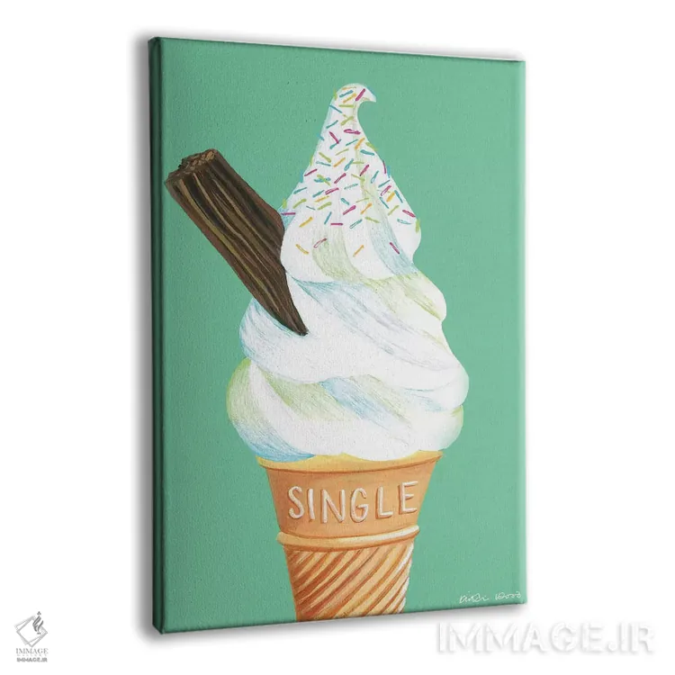 تابلو دکوراتیو بستنی روی زمینه سبز نعنایی اثر کیرستین وود - نمای پرسپکتیو محصول