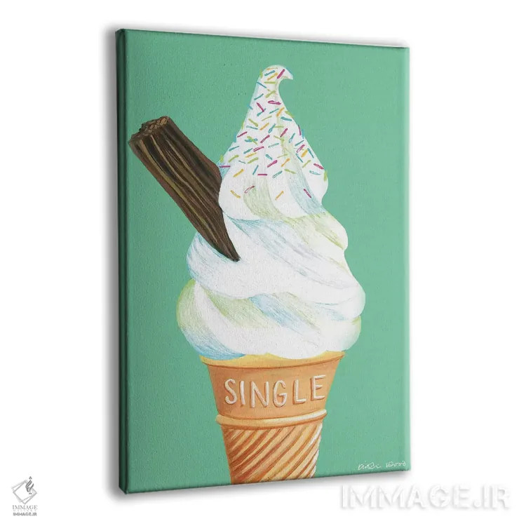 تابلو دکوراتیو بستنی روی زمینه سبز نعنایی اثر کیرستین وود - نمای پرسپکتیو محصول