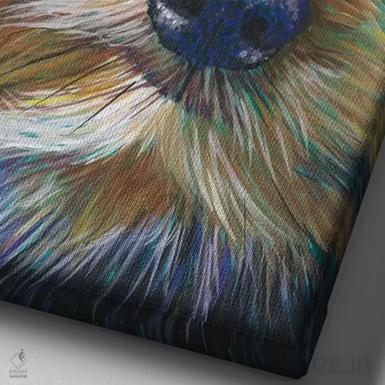 تابلو دکوراتیو یورکشایر تریر روی زمینه زمردی اثر کیرستین وود - نمای نزدیک بافت بوم