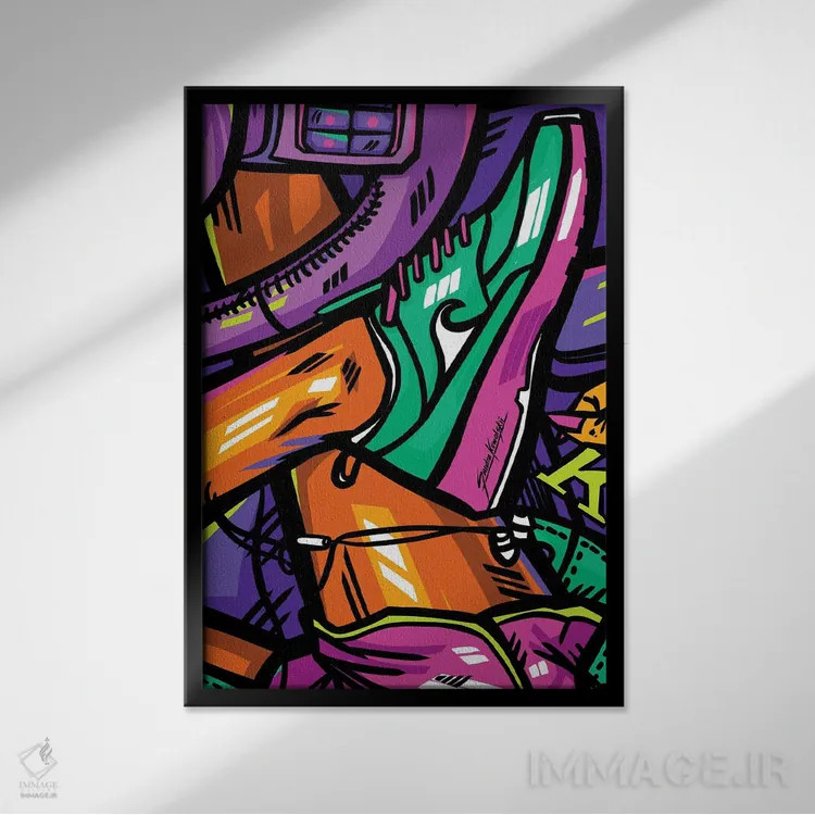 تابلو دکوراتیو نایکی اثر ساندرا کوالسکی - نمای قابدار مشکی