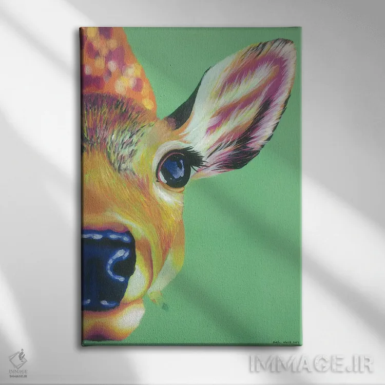 تابلو دکوراتیو سلام آهو اثر کیرستین وود - نمای روبهرو روی دیوار