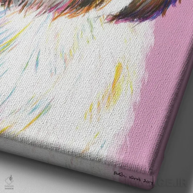 تابلو دکوراتیو شیتزو روی زمینه صورتی اثر کیرستین وود - نمای نزدیک بافت بوم