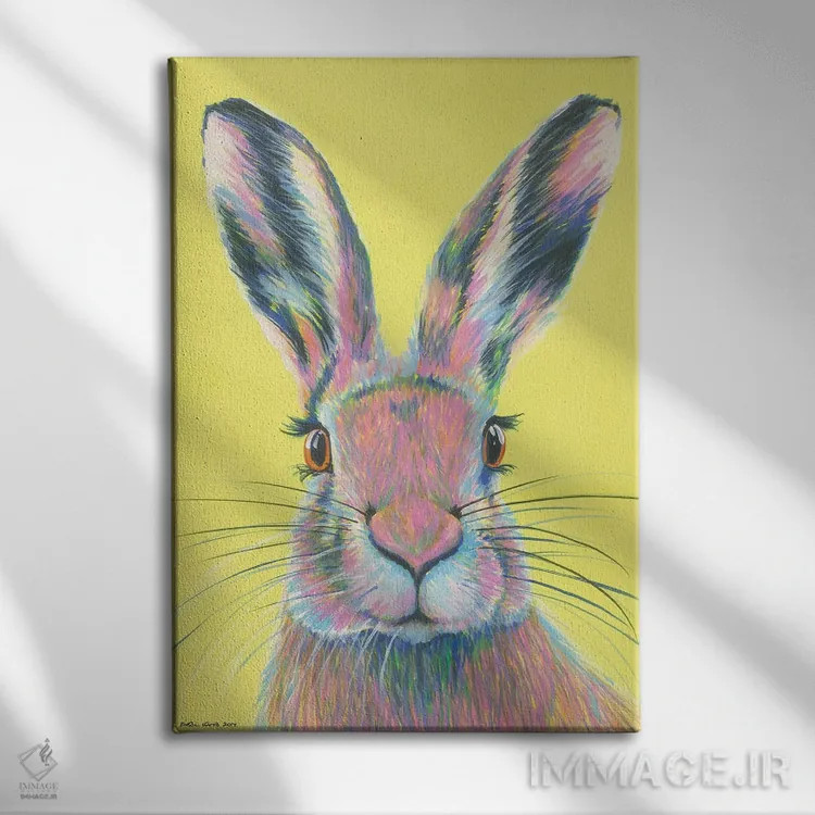 تابلو دکوراتیو خرگوش دیوانه ماه مارس اثر کیرستین وود - نمای روبهرو روی دیوار