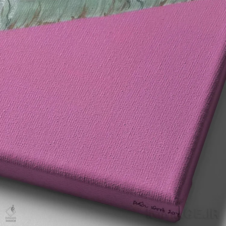 تابلو دکوراتیو مرغ عشق آبی اثر کیرستین وود - نمای نزدیک بافت بوم