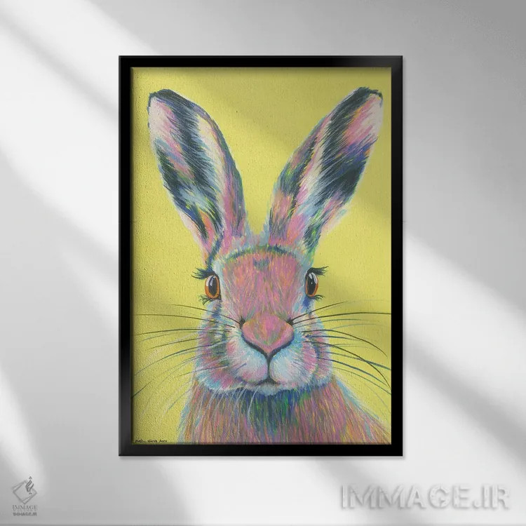 تابلو دکوراتیو خرگوش دیوانه ماه مارس اثر کیرستین وود - نمای قابدار مشکی