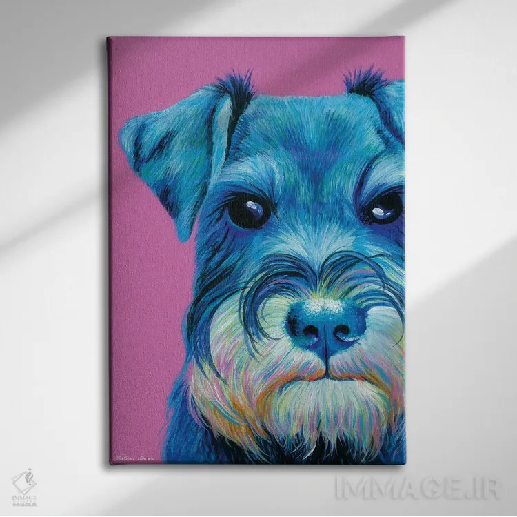 تابلو دکوراتیو اشناوزر روی زمینه صورتی اثر کیرستین وود - نمای روبهرو روی دیوار