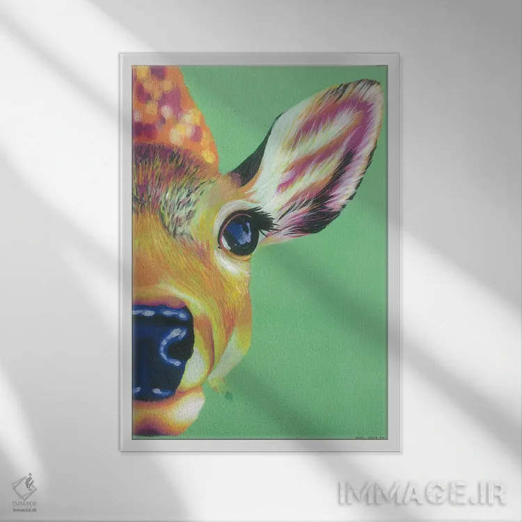 تابلو دکوراتیو سلام آهو اثر کیرستین وود - نمای قابدار سفید