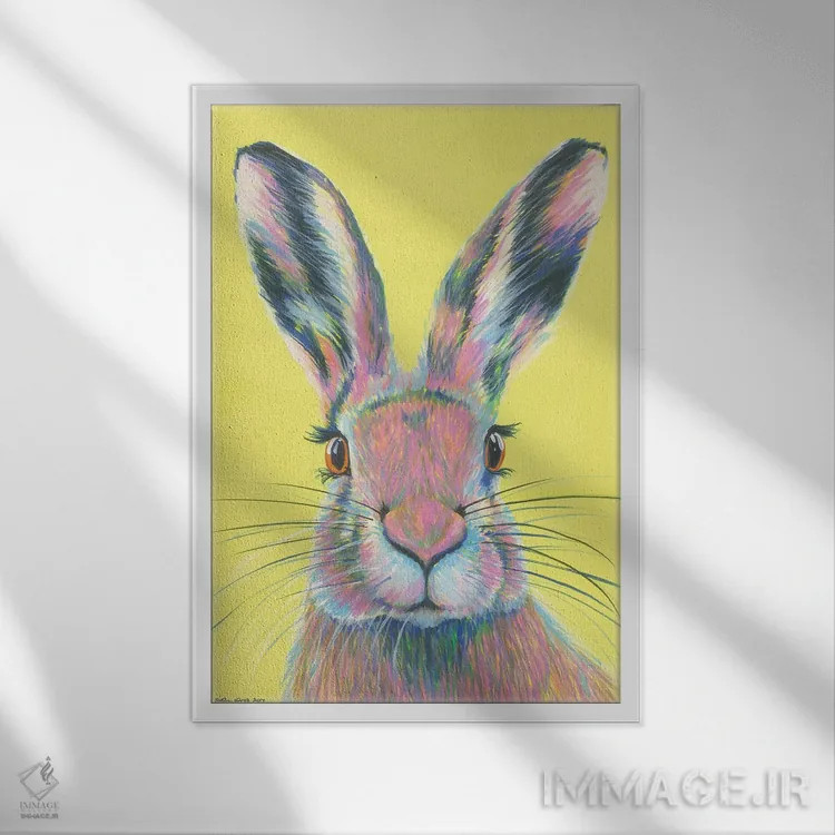 تابلو دکوراتیو خرگوش دیوانه ماه مارس اثر کیرستین وود - نمای قابدار سفید