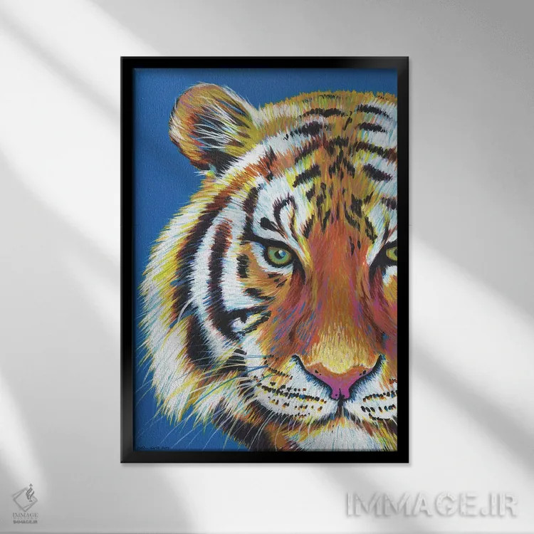 تابلو دکوراتیو ببر ببر اثر کیرستین وود - نمای قابدار مشکی