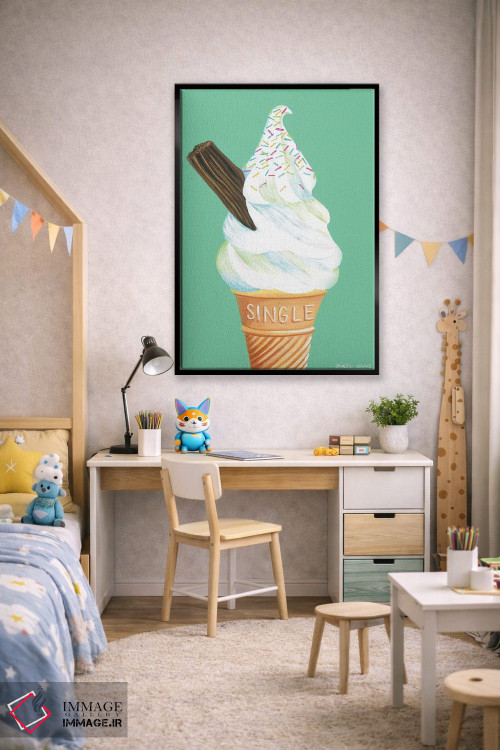 تابلو دکوراتیو بستنی روی زمینه سبز نعنایی اثر کیرستین وود - D1B