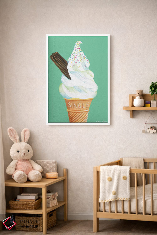 تابلو دکوراتیو بستنی روی زمینه سبز نعنایی اثر کیرستین وود - D2W