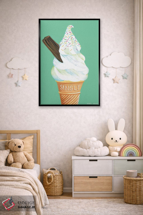 تابلو دکوراتیو بستنی روی زمینه سبز نعنایی اثر کیرستین وود - D5B